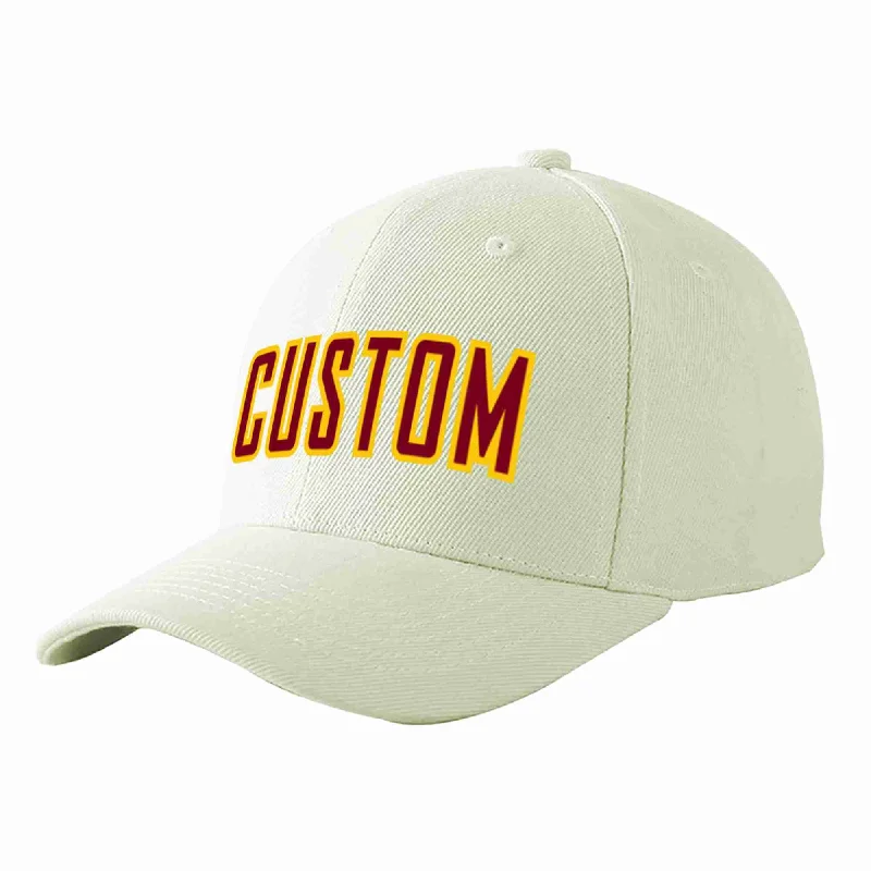 Digital Camo Baseball Cap-Custom Cream Crimson-Gold Curved Eaves Sport Baseball Cap Design for Men/Women/Youth