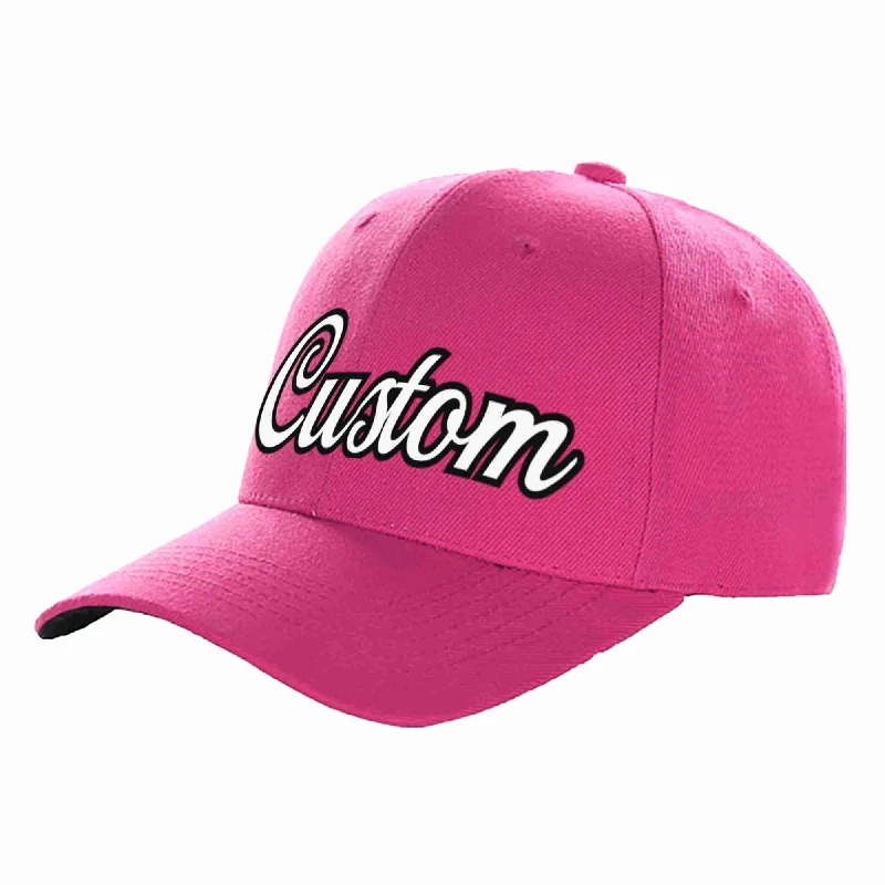 Best Seller Baseball Cap-Custom Rose Red White-Black Curved Eaves Sport Baseball Cap Design for Men/Women/Youth