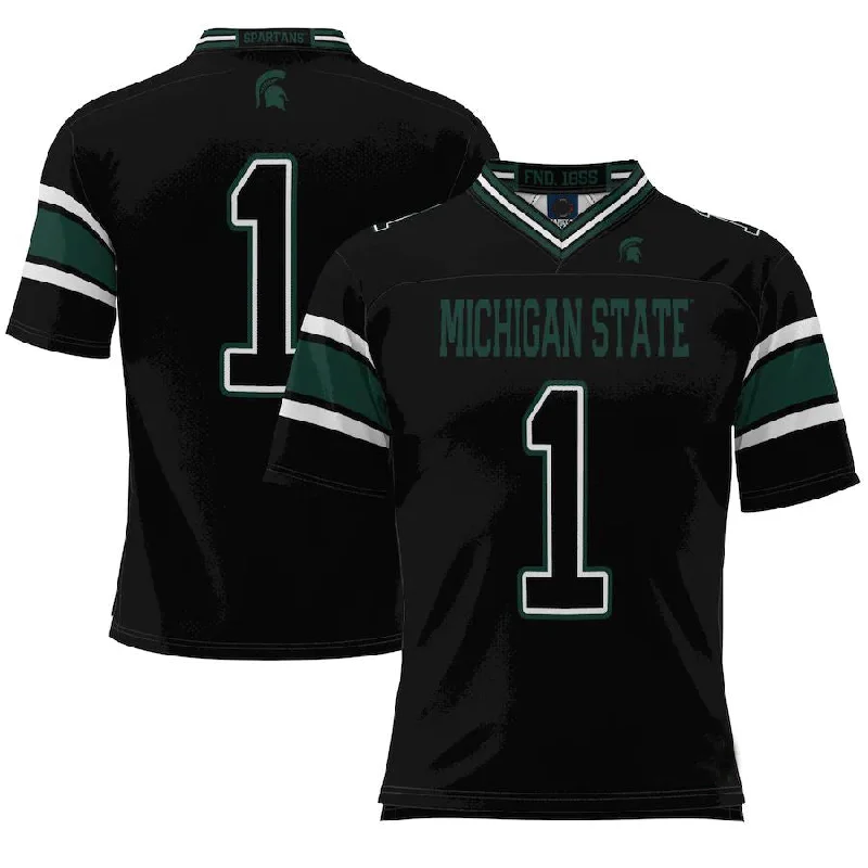 Bright Color Football Jersey-#1 M.State Spartans ProSphere Endzone Football Jersey Black Stitched American College Jerseys