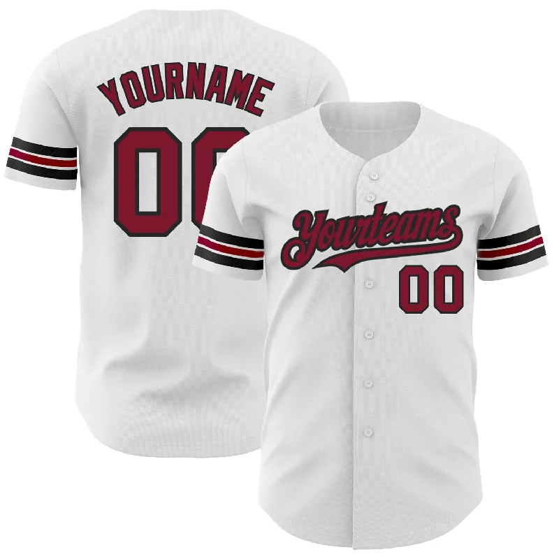 Baseball School Jersey-Custom White Crimson-Black Authentic Baseball Jersey