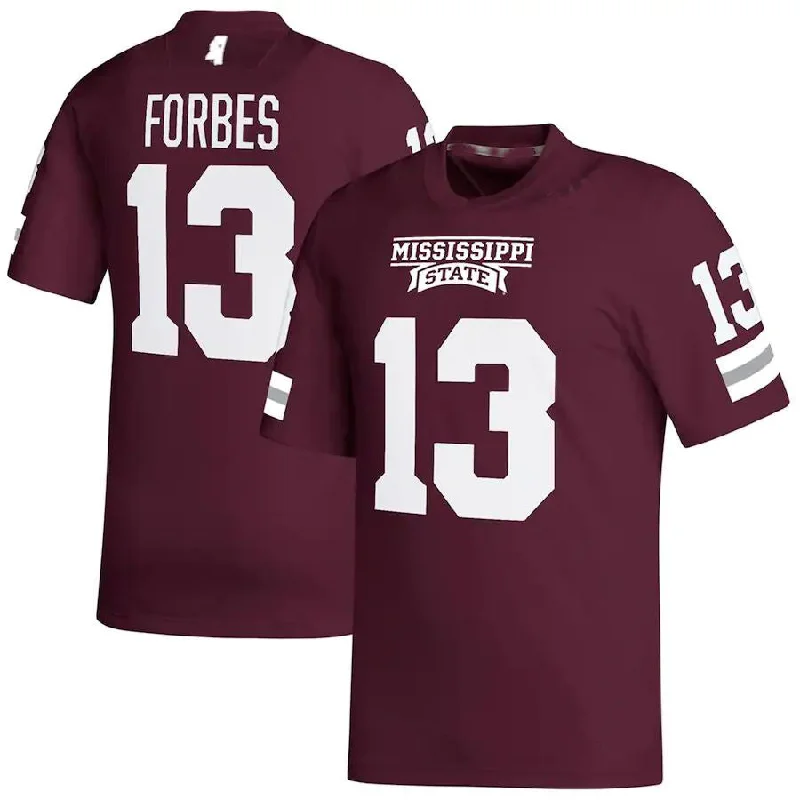 Youth Football Jersey-M.State Bulldogs #13 Emmanuel Forbes NIL Replica Maroon Football Jersey Stitched American College Jerseys