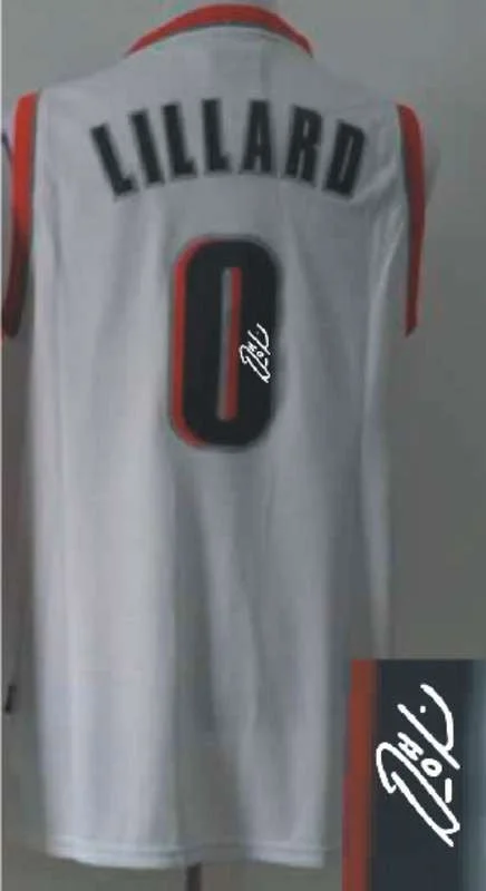 Sports Basketball Jersey-Blazers 0 Lillard White Signature Edition Basketball Jerseys