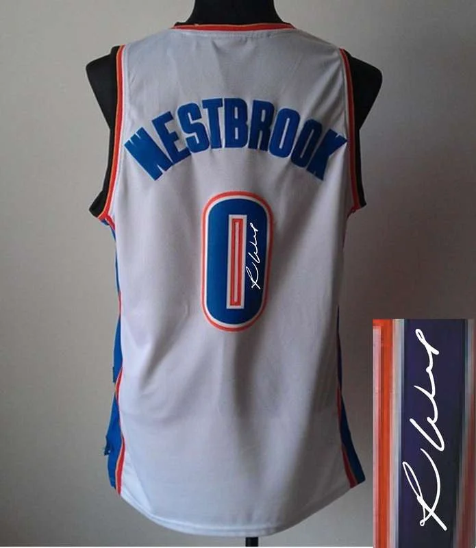 Basketball League Jersey-Thunder 0 Westbrook White Blazers 12 Aldridge Orange Signature Edition Basketball Jerseys