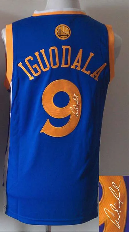 Replica Basketball Jersey-Warriors 9 Iguodala Blue Signature Edition Basketball Jerseys