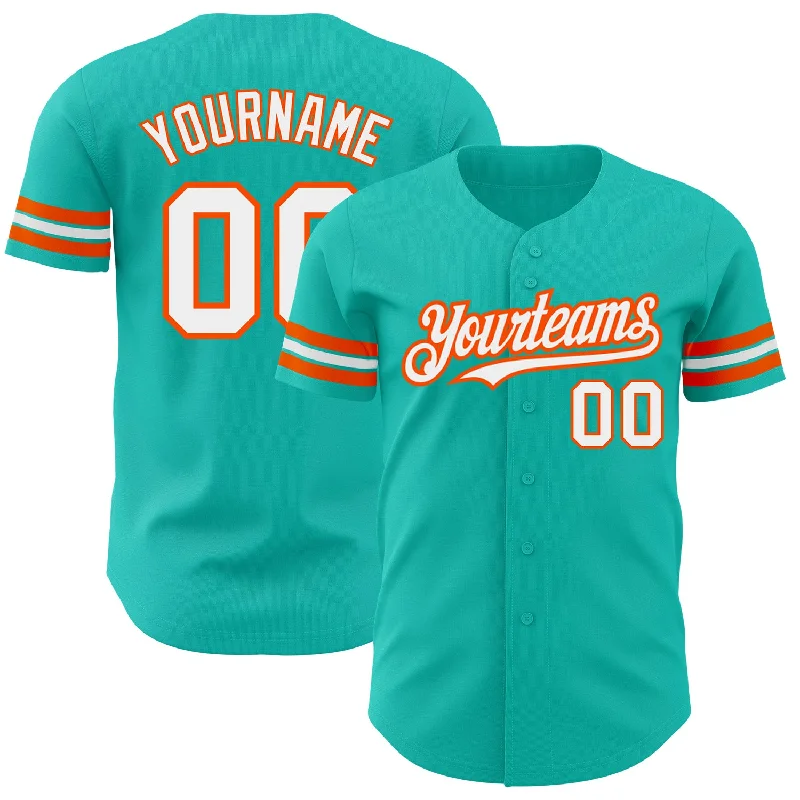 Limited Edition Baseball Jersey-Custom Aqua White-Orange Authentic Baseball Jersey