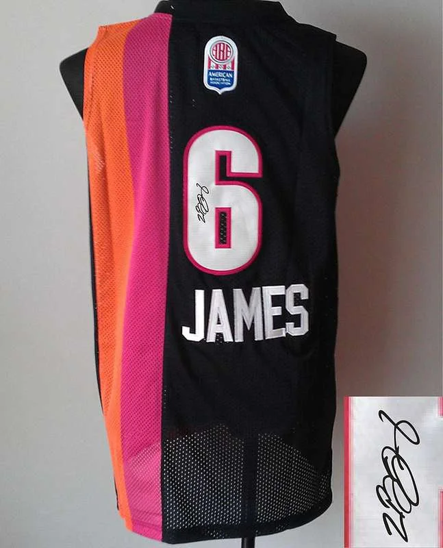 Fashion Basketball Jersey-Heat 6 James Black Rainbow Signature Edition Basketball Jerseys