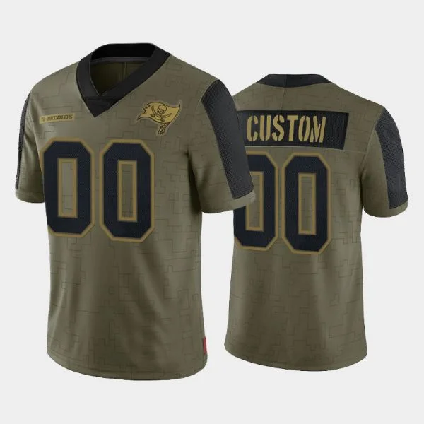 Classic Fit Football Jersey-Custom TB.Buccaneers Olive 2021 Salute To Service Limited Football Jerseys