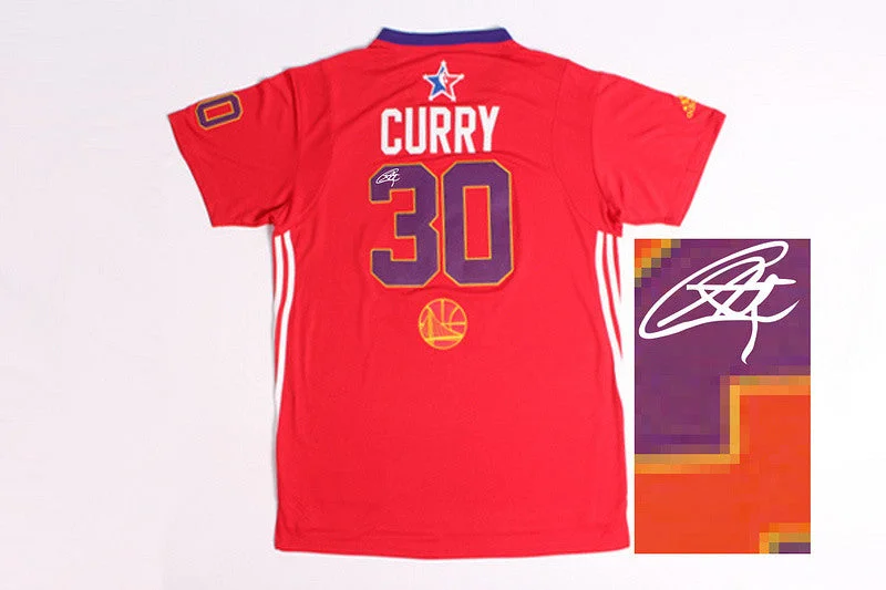 Sibling Basketball Jersey-2014 All Star West 30 Curry Red Signature Edition Basketball Jerseys