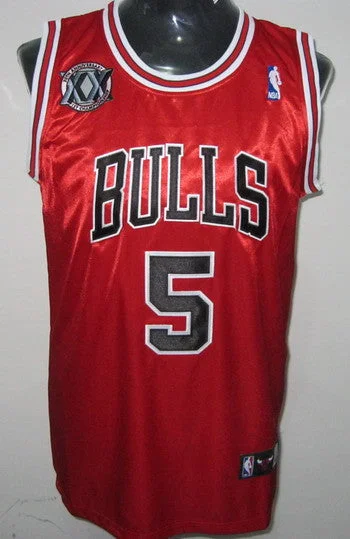 Moisture-Wicking Basketball Jersey-Bulls 5 Boozer Red 20th Anniversary Basketball Jerseys