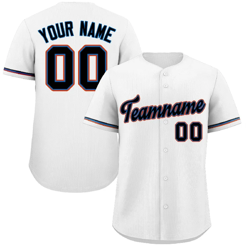 Women's Baseball Jersey-Custom White Black-Orange Classic Style Authentic Baseball Jersey