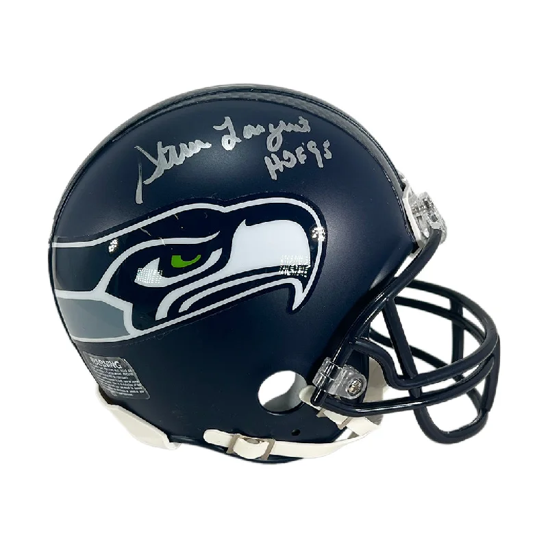 Rugby Tournament Gift Helmet-Steve Largent Signed HOF 95 Inscription Seattle Seahawks Mini Football Helmet (JSA)