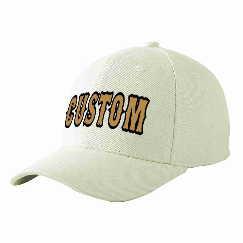 Digital Camo Baseball Cap-Custom Cream Old Gold-Black Curved Eaves Sport Baseball Cap Design for Men/Women/Youth