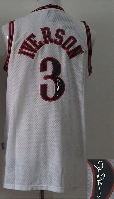 Basketball Franchise Jersey-76ers 3 Iverson White Signature Edition Basketball Jerseys