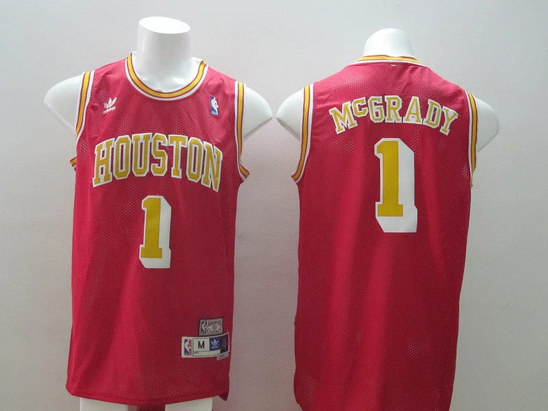 Bachelor Party Basketball Jersey-Rockets 1 McGrady Red Hardwood Classics Basketball Jerseys