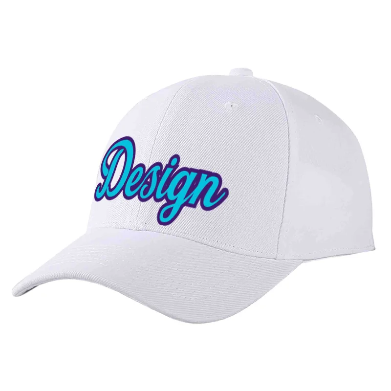 Summer Baseball Cap-Custom White Light Blue-Purple Curved Eaves Sport Design Baseball Cap