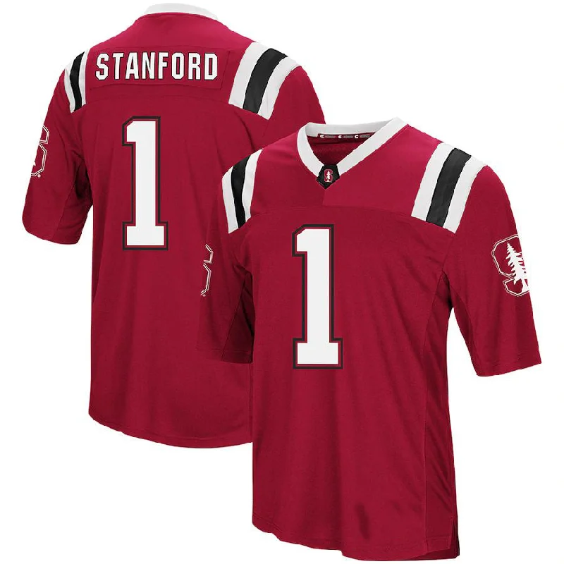 Maroon Football Jersey-#1 S.Cardinal Colosseum Foos-Ball Football Jersey Cardinal Stitched American College Jerseys