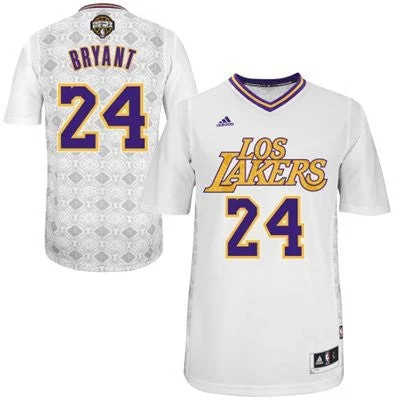 Quick-Dry Basketball Jersey-Lakers 24 Bryant White 2014 Latin Nights Swingman Basketball Jerseys