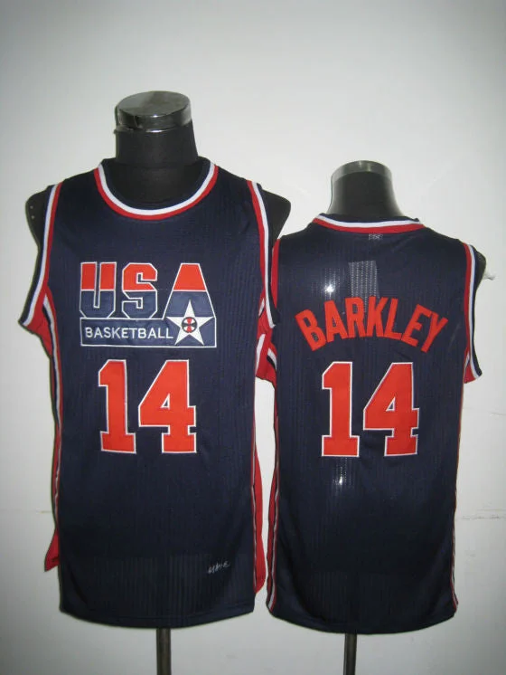 Camo Basketball Jersey-USA Basketball 1992 Dream Team 14 Charles Barkley Blue Basketball Jersey