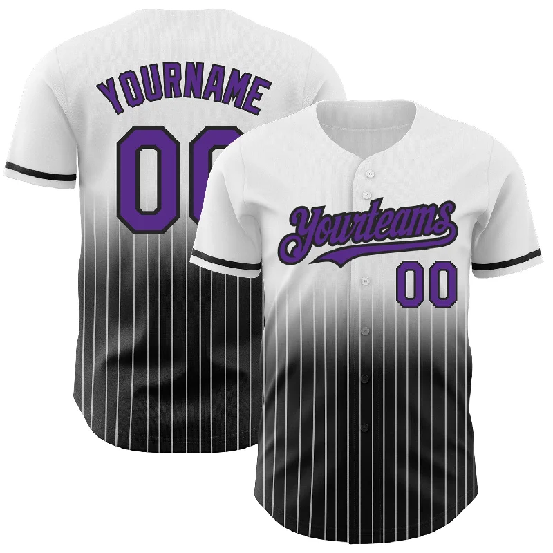 Grey Baseball Jersey-Custom White Pinstripe Purple-Black Authentic Fade Fashion Baseball Jersey