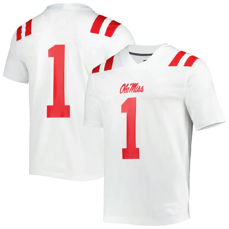 Short Sleeve Football Jersey-#1 O.Miss Rebels Untouchable Football Jersey White Stitched American College Jerseys