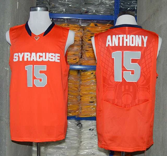 Basketball Fan Club Jersey-Syracuse Orange 15 Camerlo Anthony Orange Basketball Jerseys