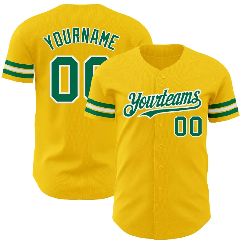 Baseball Coach Jersey-Custom Yellow Kelly Green-White Authentic Baseball Jersey