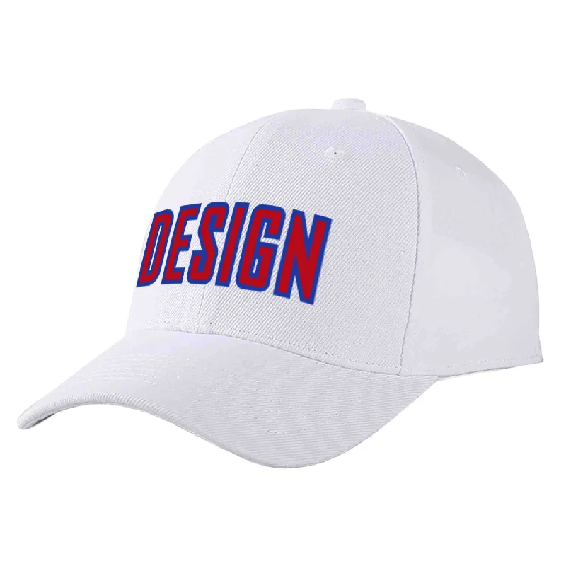 Retro Baseball Cap-Custom White Red-Royal Curved Eaves Sport Design Baseball Cap