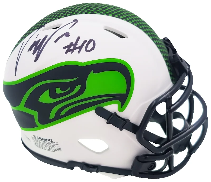 Professional Rugby Helmet-Uchenna Nwosu Autographed Seattle Seahawks Lunar Eclipse White Speed Mini Helmet MCS Holo Stock #211038