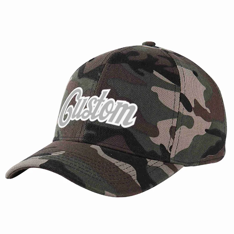 Grandpa Baseball Cap-Custom Camo Gray-White Curved Eaves Sport Baseball Cap Design for Men/Women/Youth