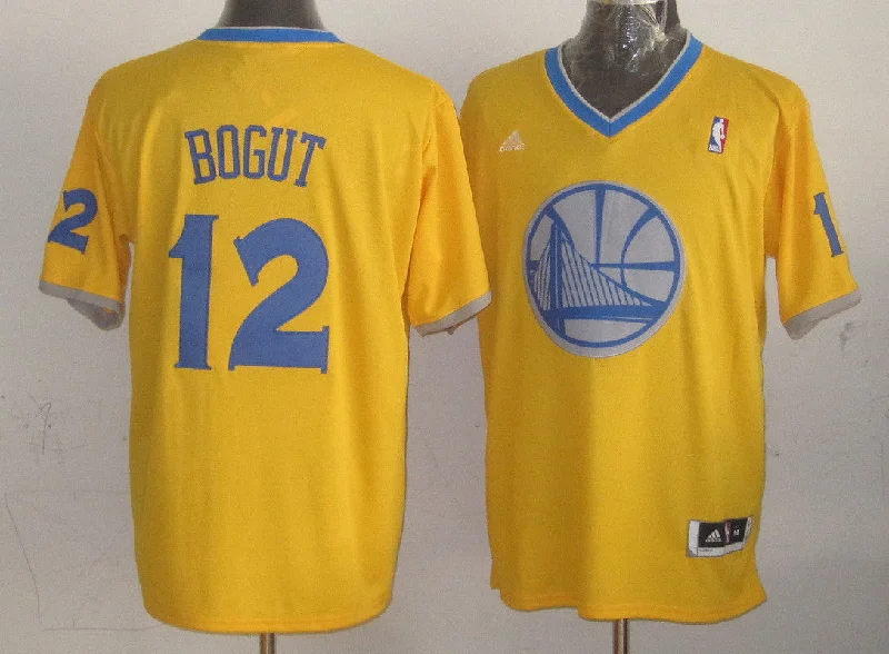 Classic Basketball Jersey-Warriors 12 Bogut Gold Christmas Edition Basketball Jerseys