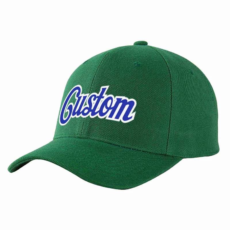 Wedding Baseball Cap-Custom Green Royal-White Curved Eaves Sport Baseball Cap Design for Men/Women/Youth