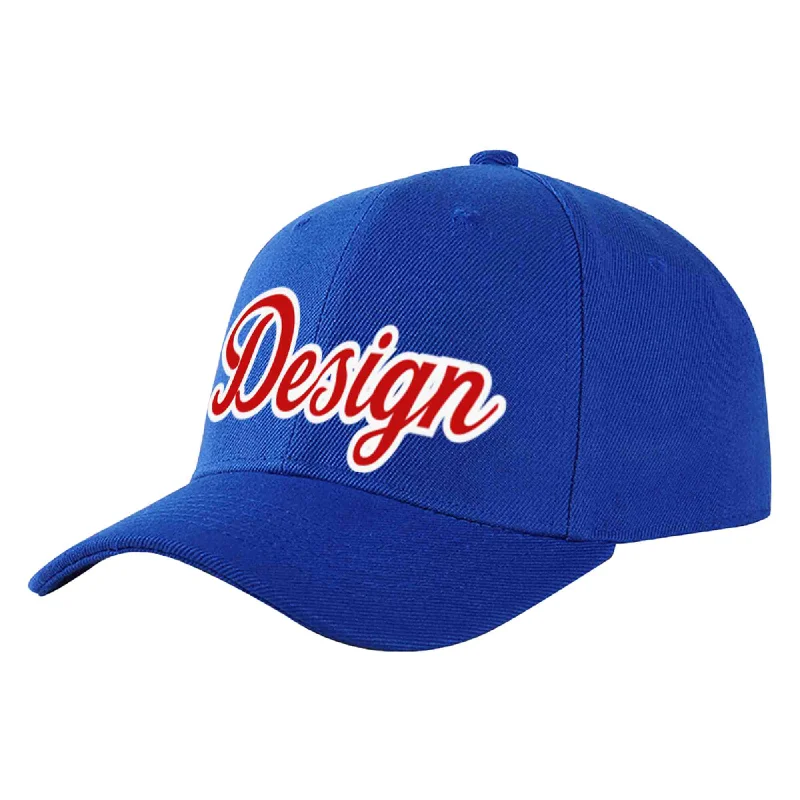 Concert Baseball Cap-Custom Royal Red-White Curved Eaves Sport Design Baseball Cap