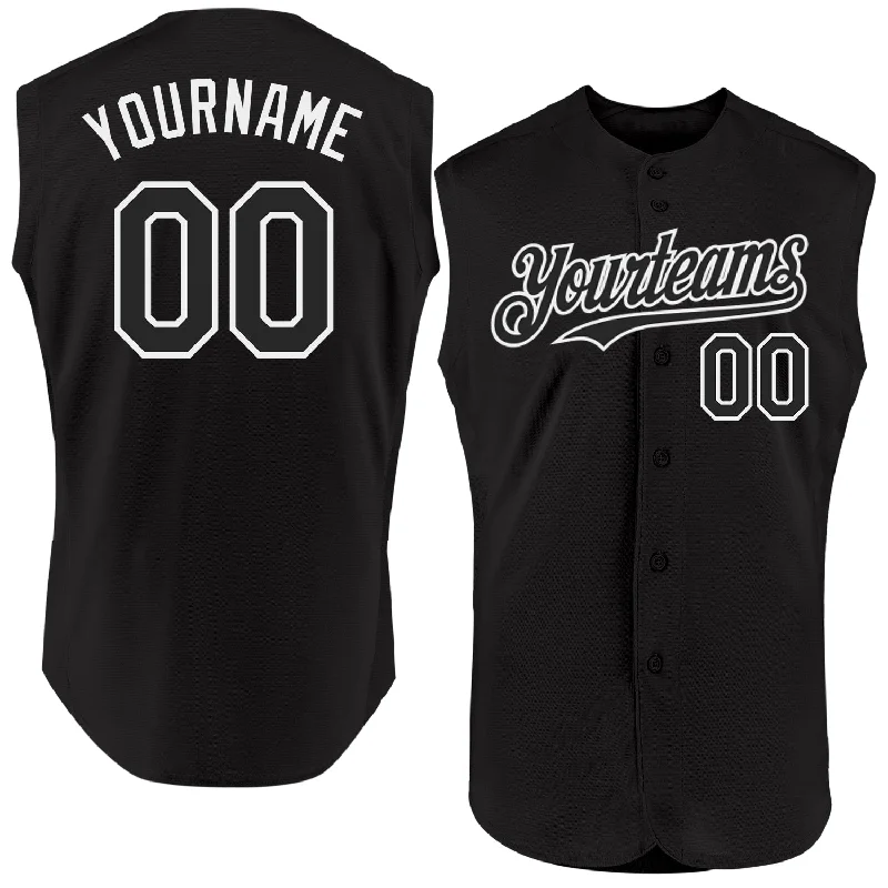 Baseball Collector Jersey-Custom Black White Authentic Sleeveless Baseball Jersey