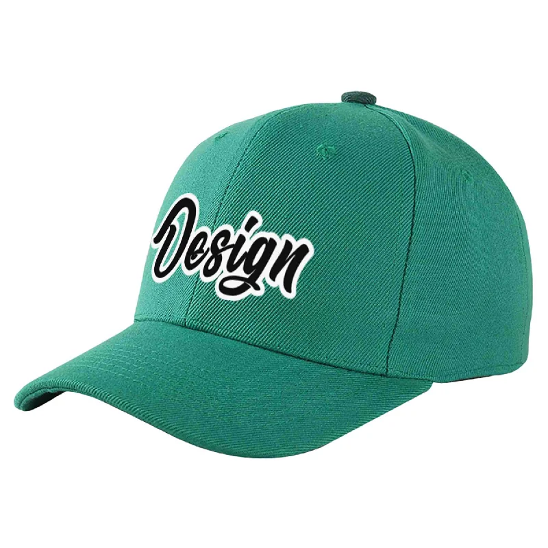 Spring Baseball Cap-Custom Light Green Black-White Curved Eaves Sport Design Baseball Cap