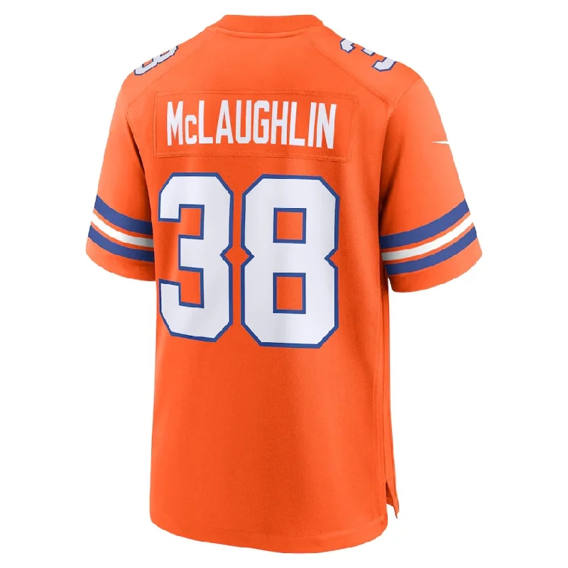 Football Brotherhood Jersey-D.Broncos #38 Jaleel McLaughlin Orange Mile High Collection 1977 Throwback Player Game Football Jerseys