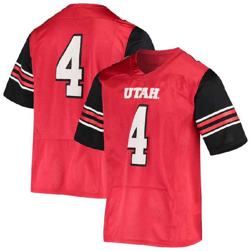 Graduation Football Jersey-#4 U.Utes Under Armour Premiere Football Jersey Red Stitched American College Jerseys