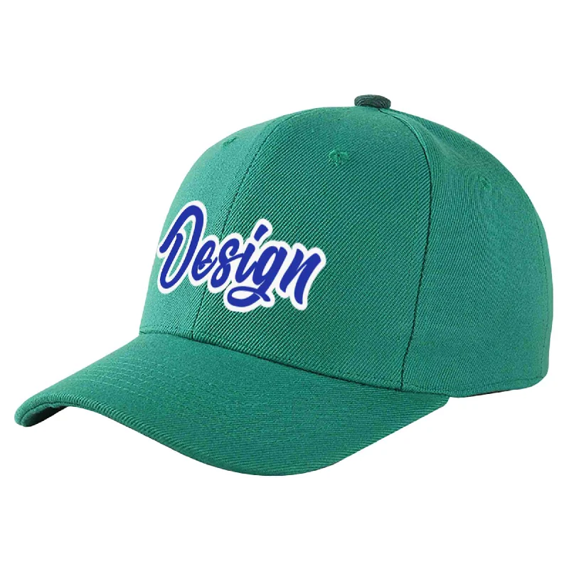 Travel Baseball Cap-Custom Light Green Royal-White Curved Eaves Sport Design Baseball Cap