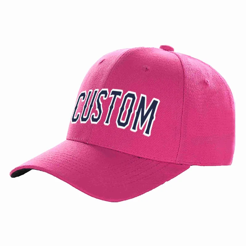 Lightweight Baseball Cap-Custom Rose Red Navy-White Curved Eaves Sport Baseball Cap Design for Men/Women/Youth