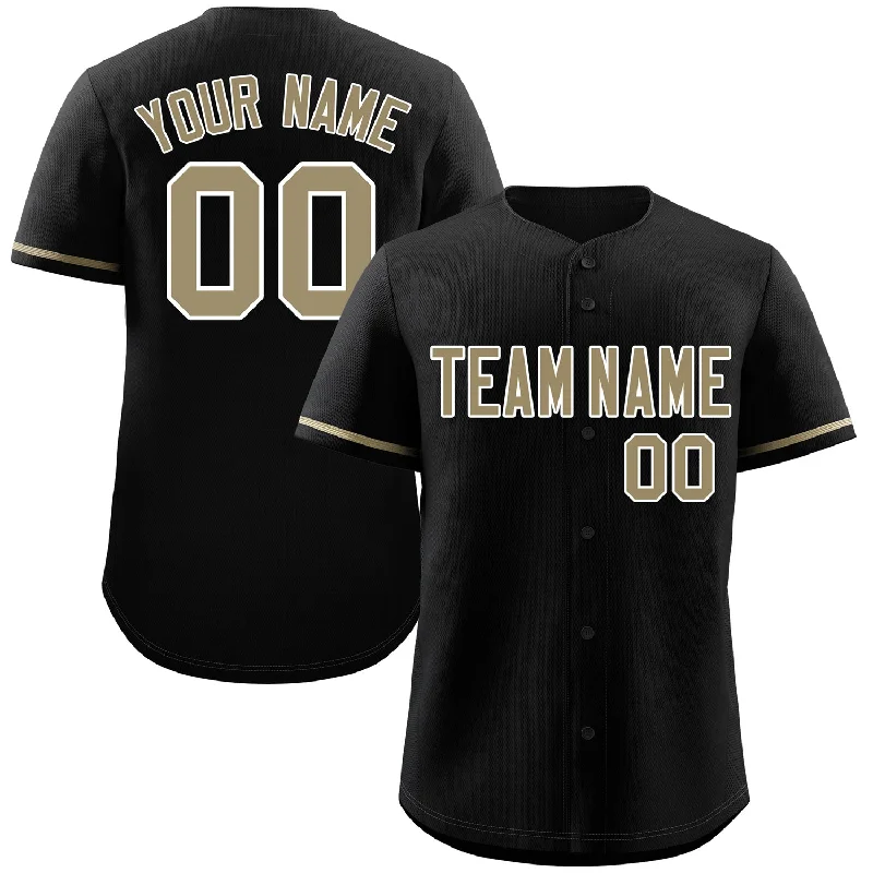 Moisture-Wicking Baseball Jersey-Custom Black Old Gold-White Classic Style Authentic Baseball Jersey