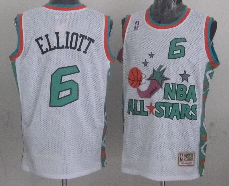 Striped Basketball Jersey-1996 All Star 6 Elliott White Basketball Jerseys