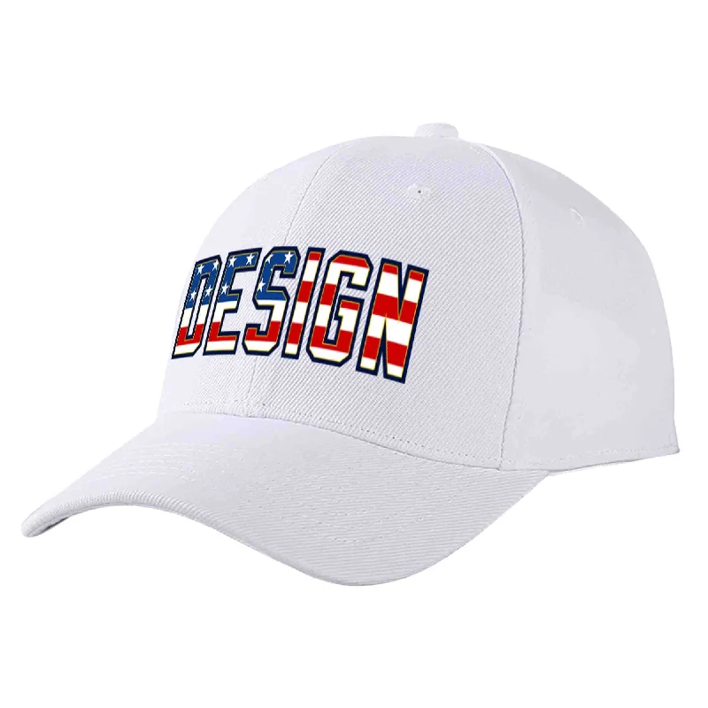 Grandma Baseball Cap-Custom White Vintage USA Flag-Gold Curved Eaves Sport Design Baseball Cap