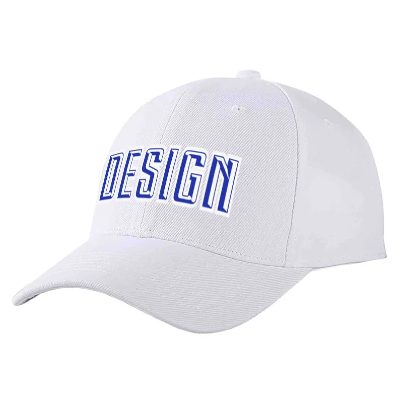 Monogram Baseball Cap-Custom White Royal-White Curved Eaves Sport Design Baseball Cap