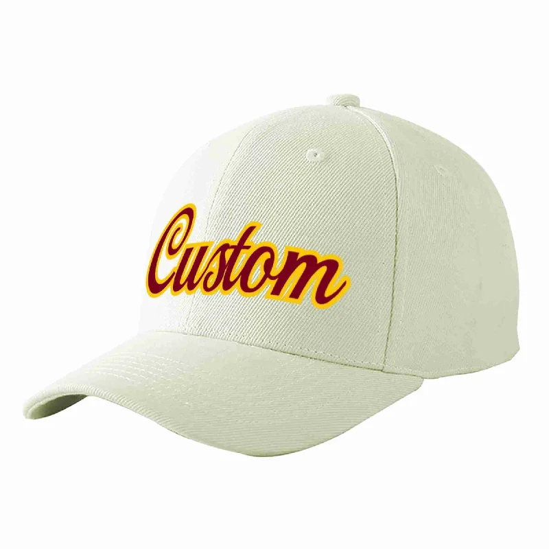 Farmer Baseball Cap-Custom Cream Crimson-Gold Curved Eaves Sport Baseball Cap Design for Men/Women/Youth