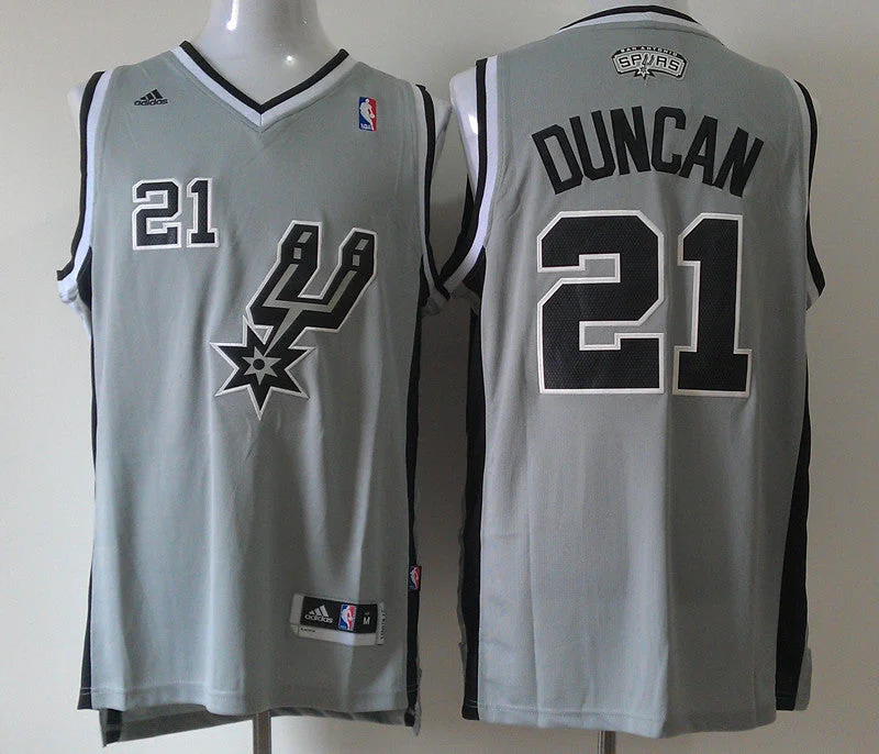 Basketball Heritage Jersey-Spurs 21 Duncan Grey New Revolution 30 Basketball Jerseys