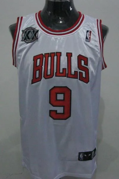 Dunking Basketball Jersey-Bulls 9 Deng White 20th Anniversary Basketball Jerseys