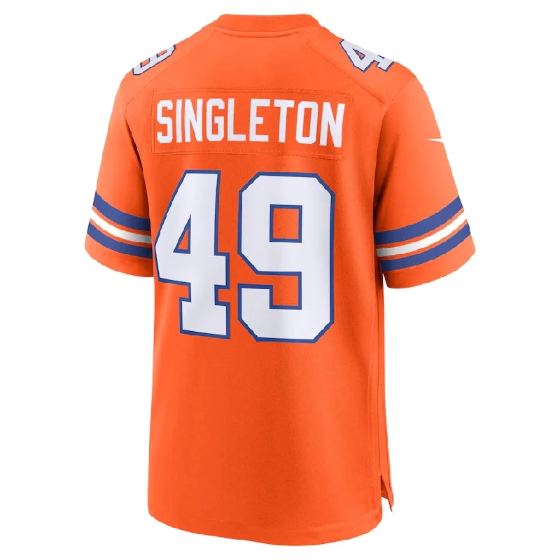 Family Football Jersey-D.Broncos #49 Alex Singleton Orange Mile High Collection 1977 Throwback Player Game Football Jerseys