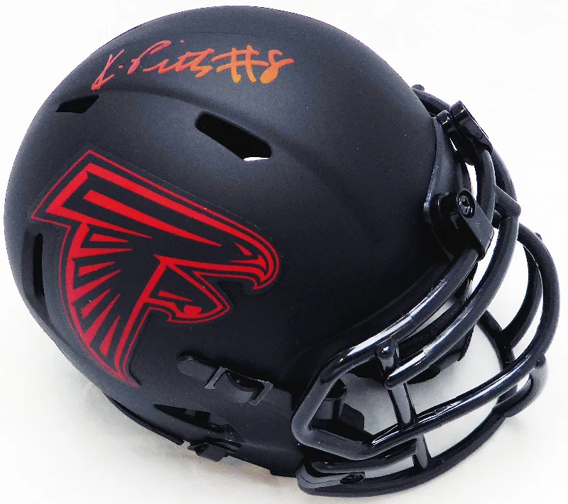 Cross-Sport Rugby Helmet-Kyle Pitts Autographed Atlanta Falcons Eclipse Black Speed Mini Helmet Beckett BAS Witness #WL88294