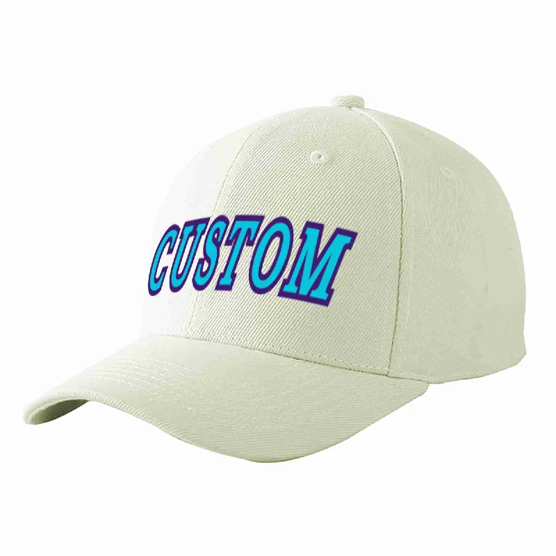 Denim Baseball Cap-Custom Cream Light Blue-Purple Curved Eaves Sport Baseball Cap Design for Men/Women/Youth