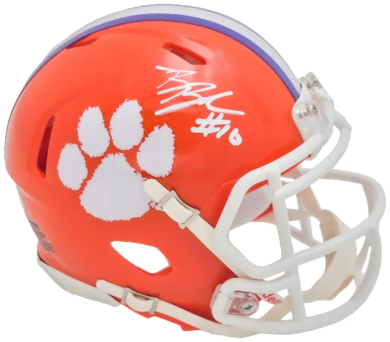 Yellow Rugby Helmet-Ben Boulware Autographed Clemson Tigers Orange Speed Mini Helmet MCS Holo Stock #216122