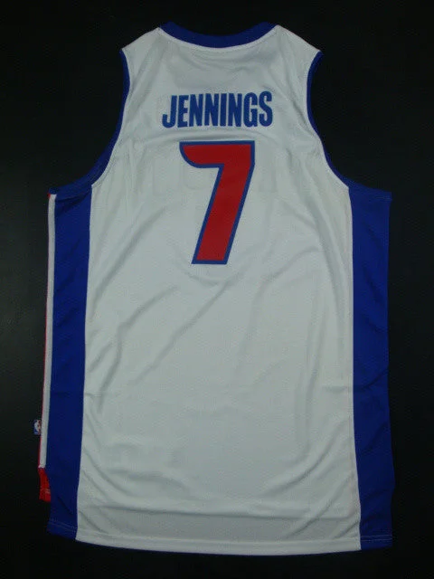 Basketball Trivia Jersey-Pistons 7 Jennings White New Revolution 30 Basketball Jerseys